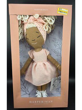HarperIman Handmade Linen Doll Pink Dress 14 Inches Petite Collection Ages 3+ Ne